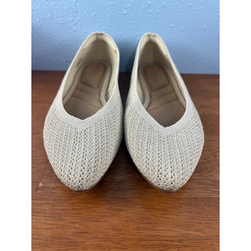 Kelly & Katie Maurene Ballet Flats Size 8W Gold Beige Minimalist Twee